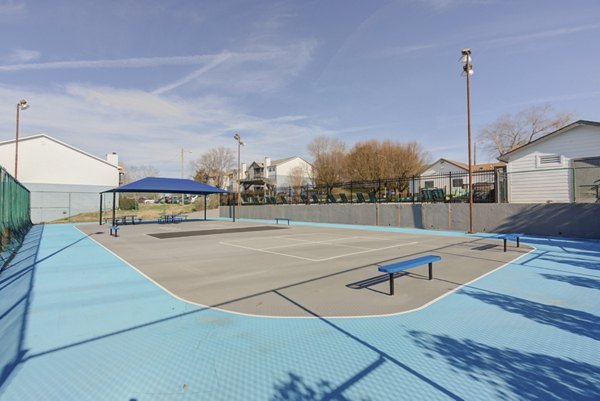 Outdoor sport court for basketball and tennis at Avana Collins Creek Apartments offering recreational activities in a luxury setting