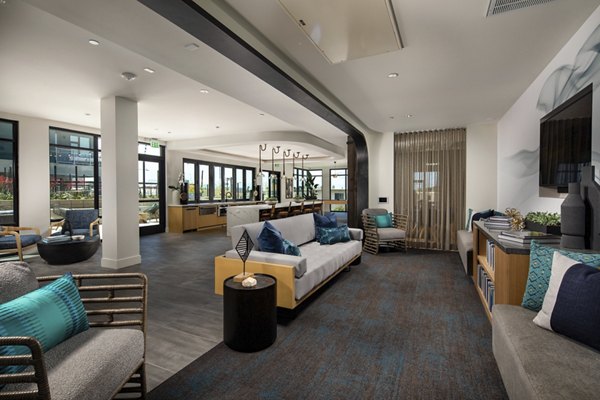 Stylish clubhouse with contemporary design at Azul North Park Apartments offering luxury amenities