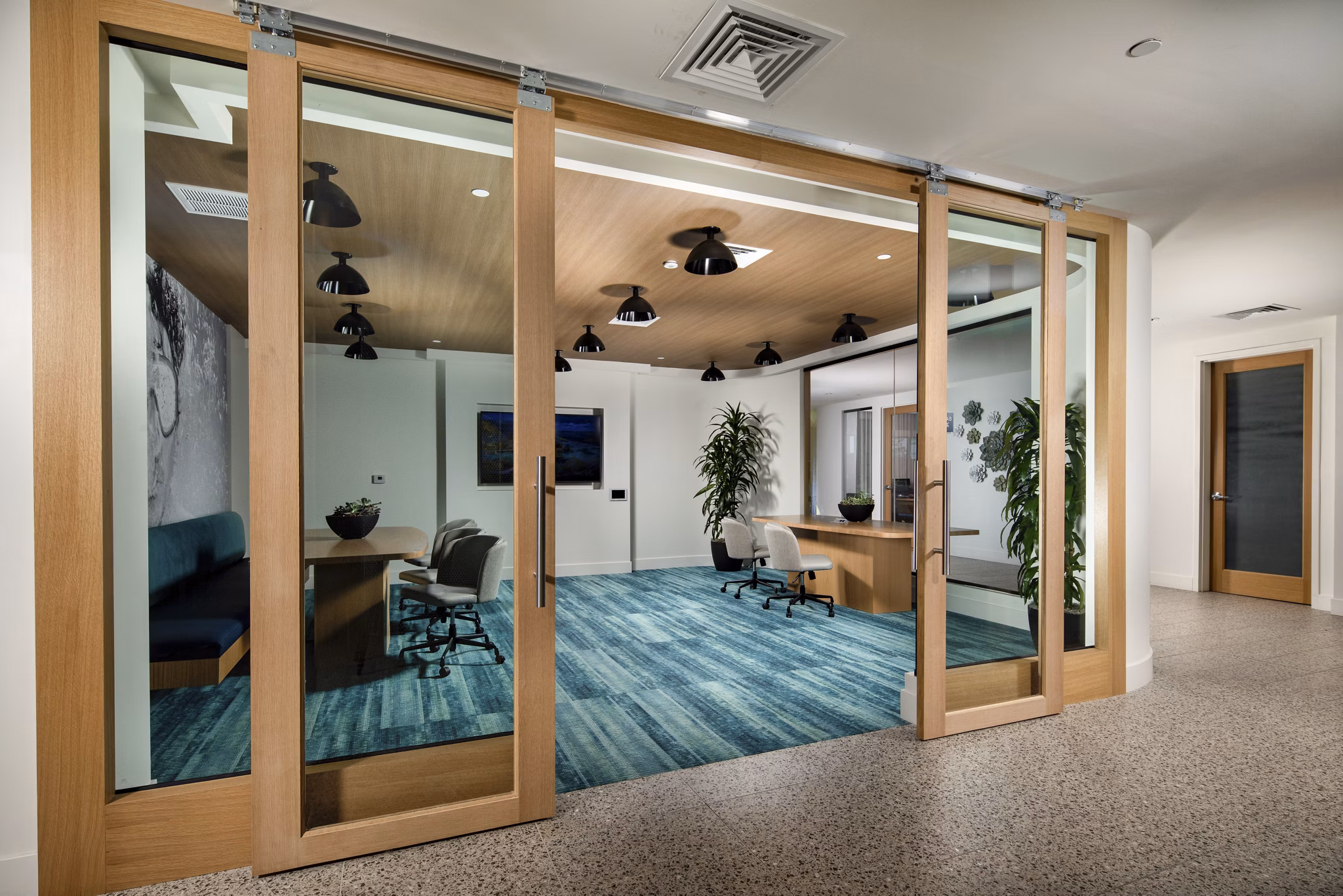 Modern clubhouse with sleek design at Azul North Park Apartments, featuring luxury amenities for residents to enjoy leisure and social activities