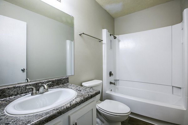 Bathroom with sleek fixtures at Canoan Village Apartments