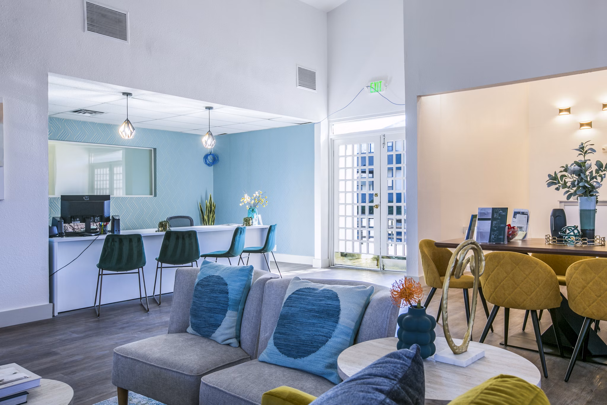 Stylish clubhouse with modern decor at Canoan Village Apartments, perfect for luxury living and community gatherings
