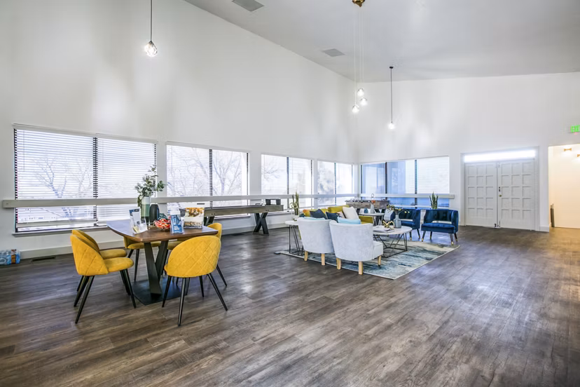 Clubhouse featuring modern design and comfortable seating at Canoan Village Apartments