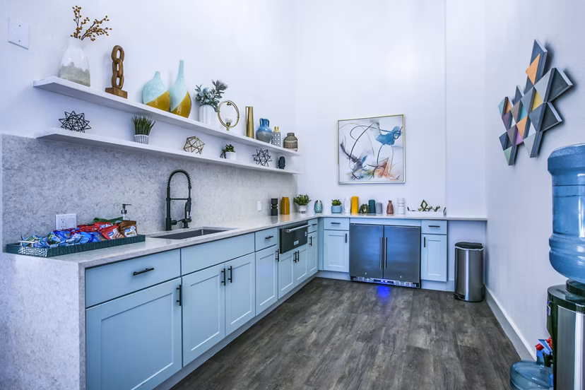 Clubhouse featuring modern decor and lounge areas at Canoan Village Apartments in Greystar's luxury community