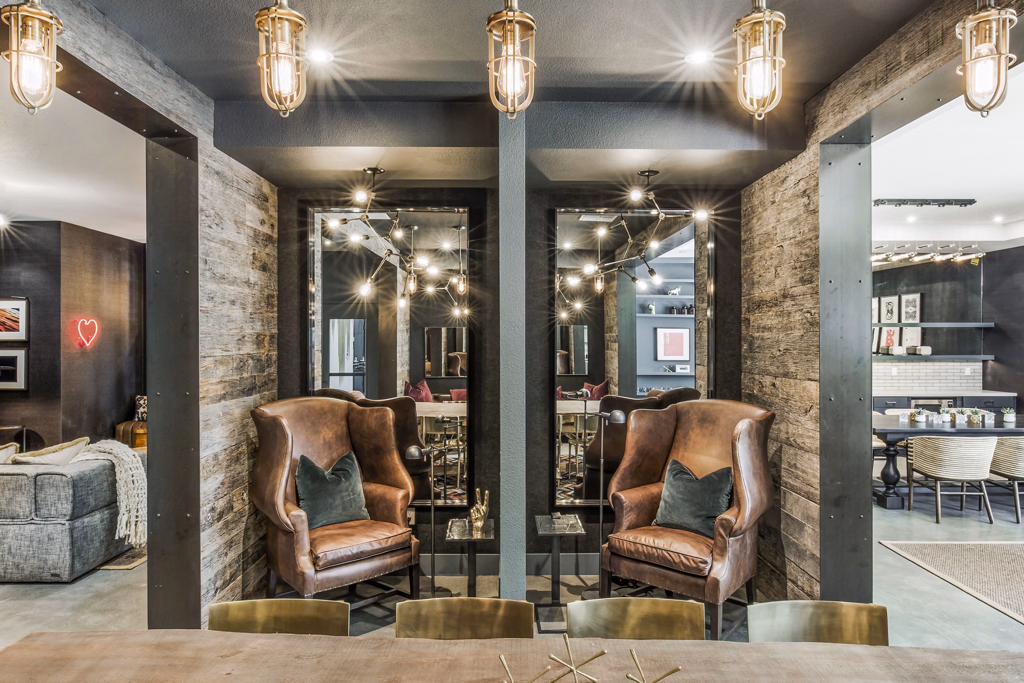 Sophisticated clubhouse lobby with contemporary designs at Telegraph Arts Apartments