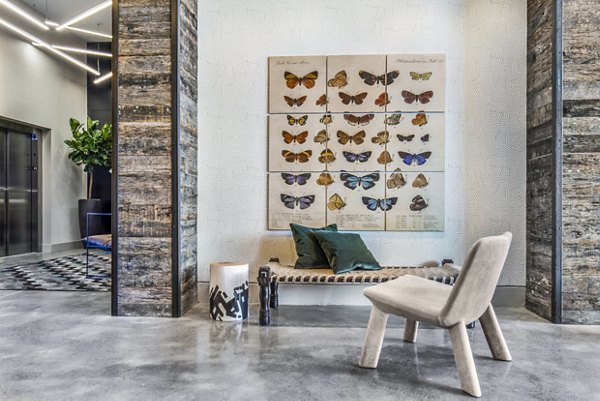 Modern clubhouse with stylish seating at Telegraph Arts Apartments
