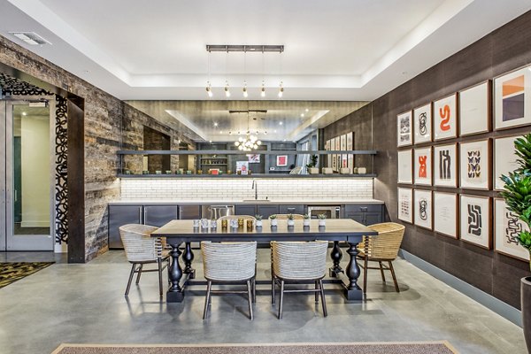 Contemporary clubhouse lobby featuring modern art at Telegraph Arts Apartments