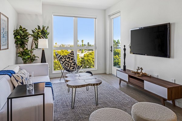 living room at The Charlie Mar Vista Apartments