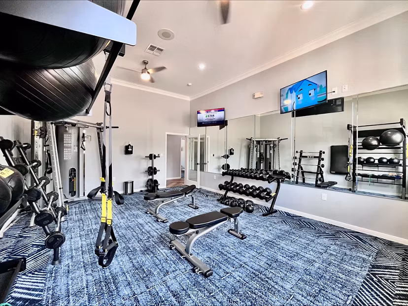 fitness center at Mirabella Apartments