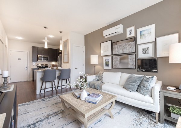 Modern living room with ocean views in The Eliot on Ocean Apartments