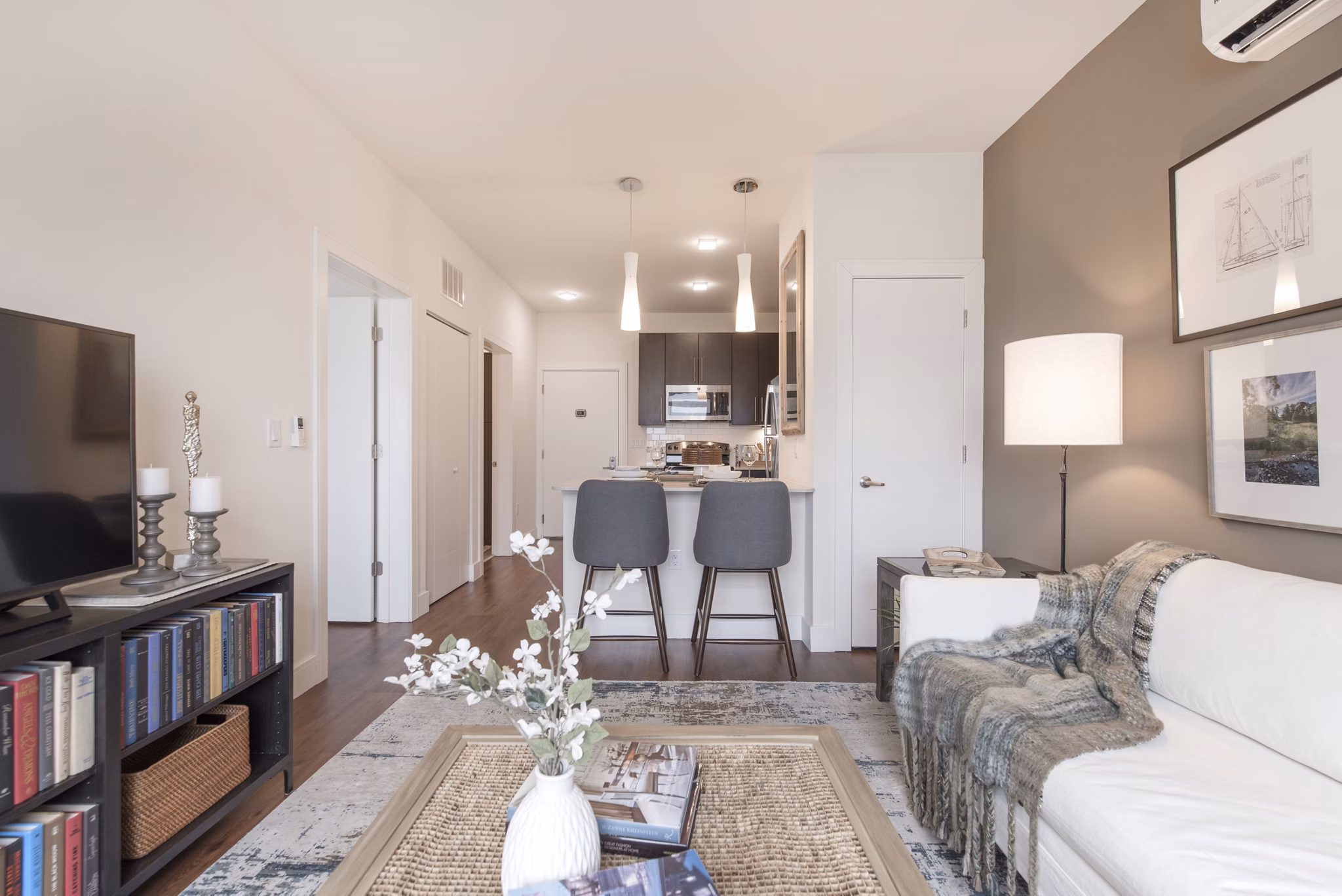 Spacious living room featuring ocean views at The Eliot on Ocean Apartments