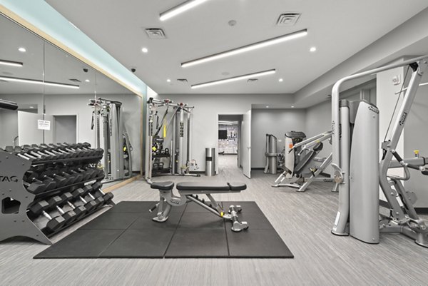 fitness center at 1717 Evanston Apartments 