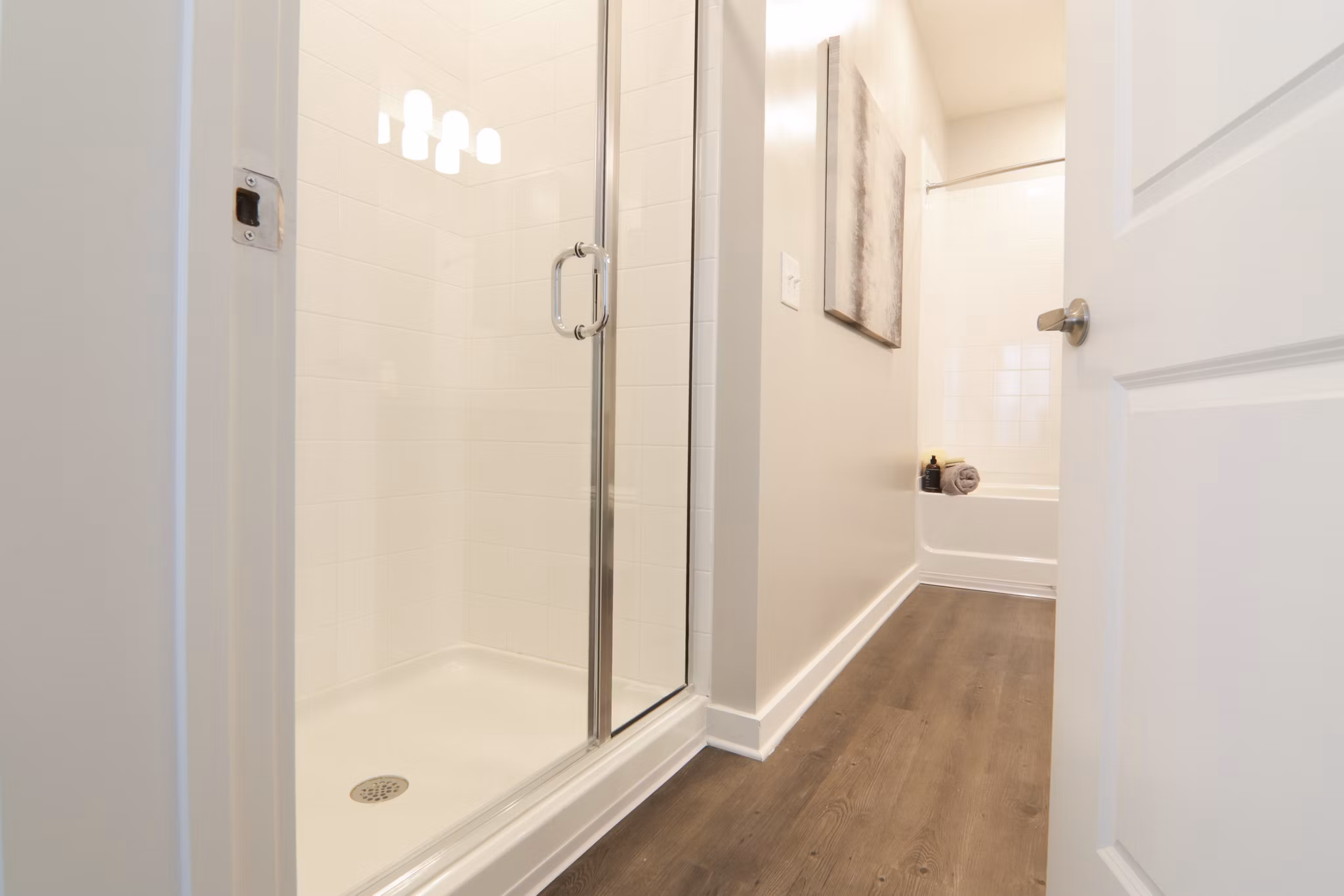 Bathroom with modern fixtures and sleek design at The Ravelle at Ridgeview Apartments