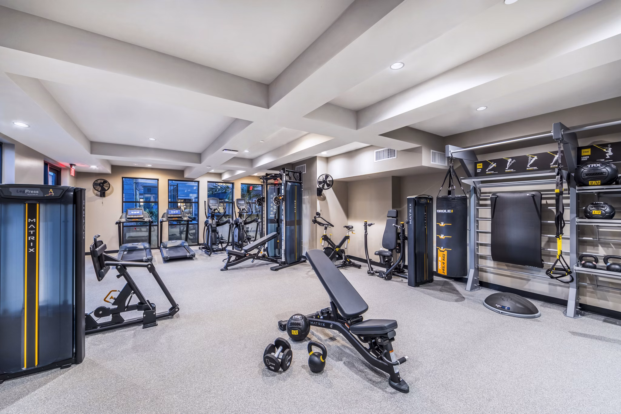 State-of-the-art fitness center with modern equipment at Alcove Apartments
