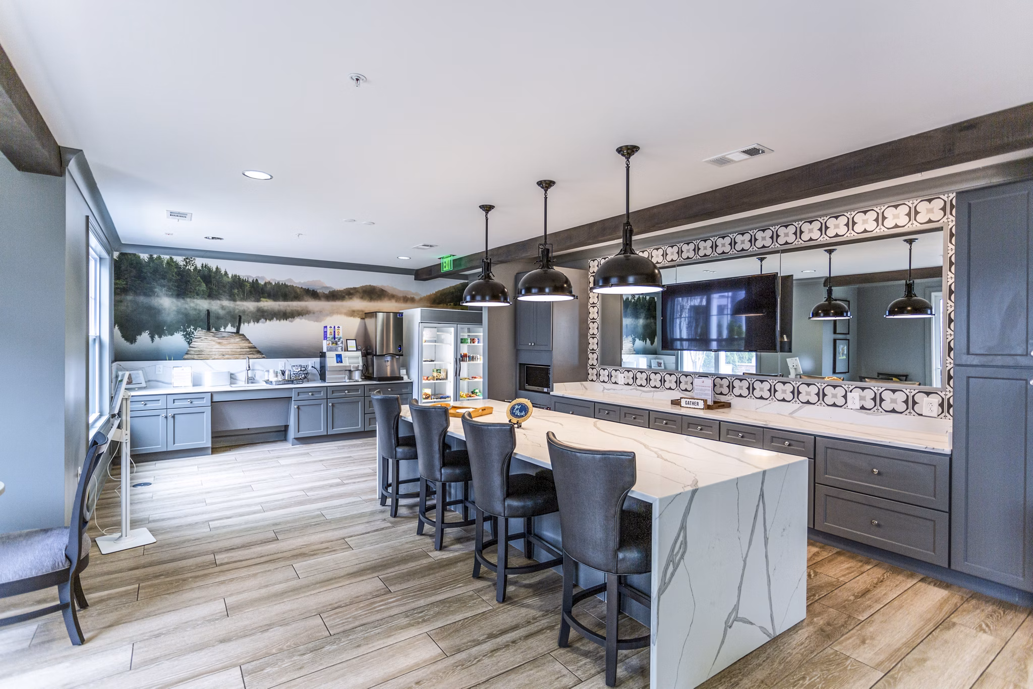 Clubhouse featuring modern design and comfortable seating at Everleigh Cool Springs luxury apartments