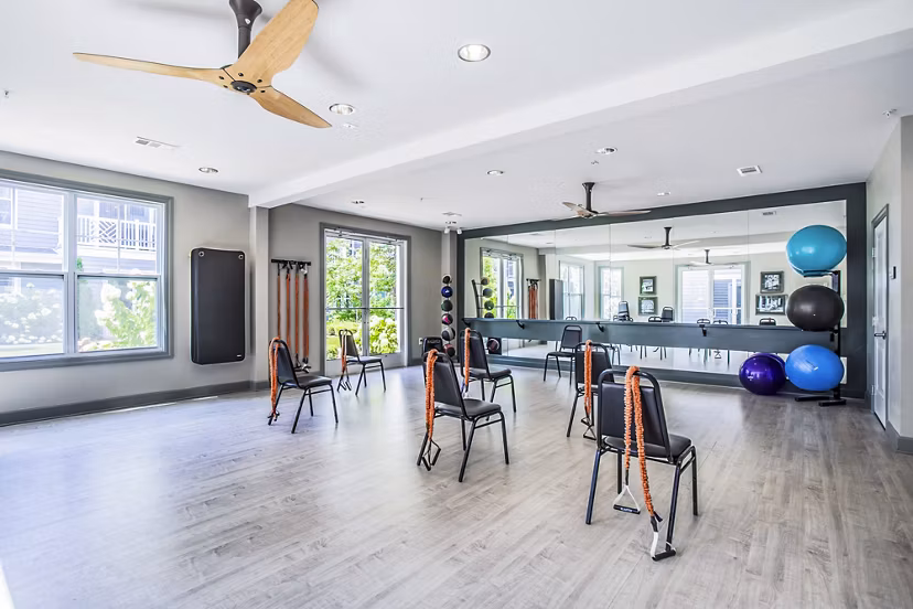 State-of-the-art fitness center with modern equipment at Everleigh Cool Springs Apartments
