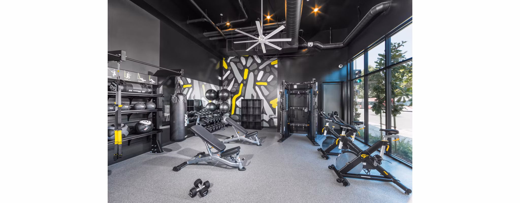 fitness center at Rowan Apartments