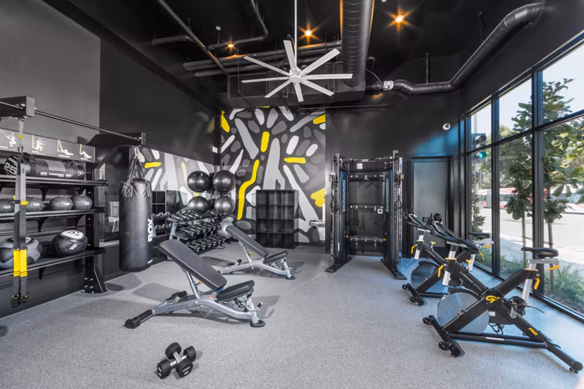 fitness center at Rowan Apartments