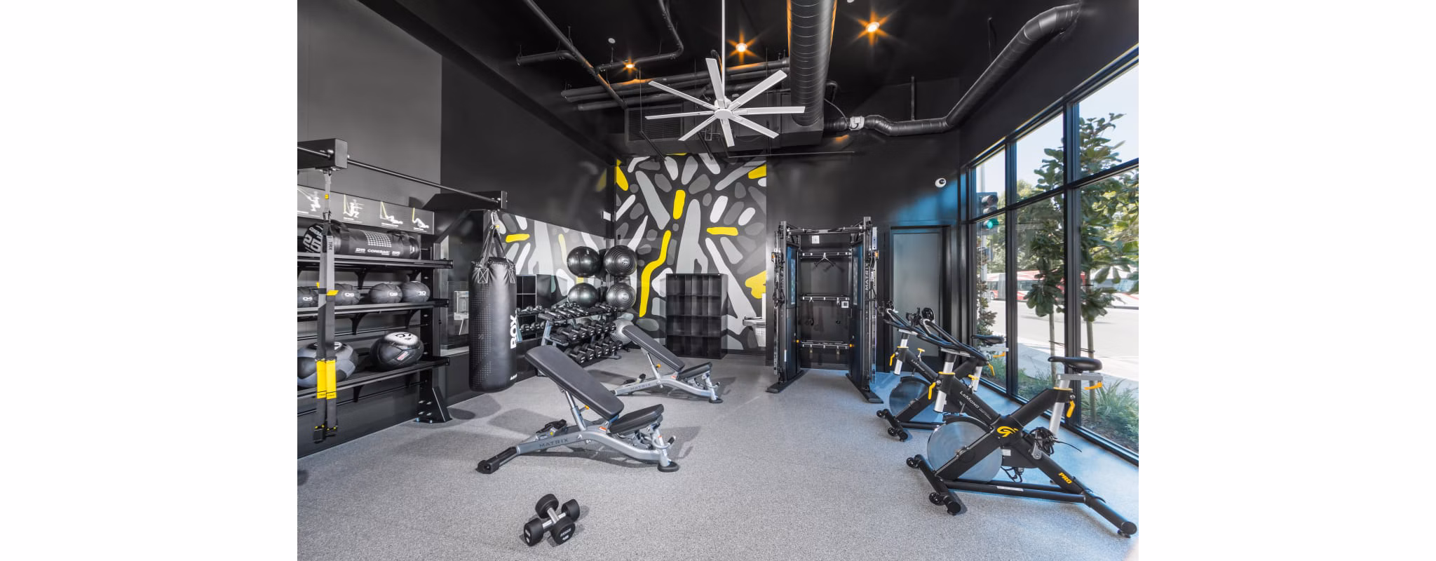 fitness center at Rowan Apartments