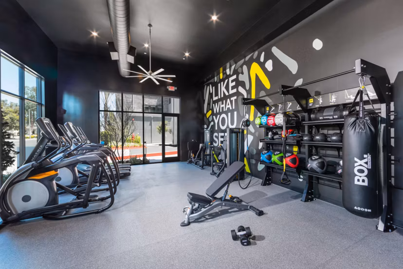 fitness center at Rowan Apartments