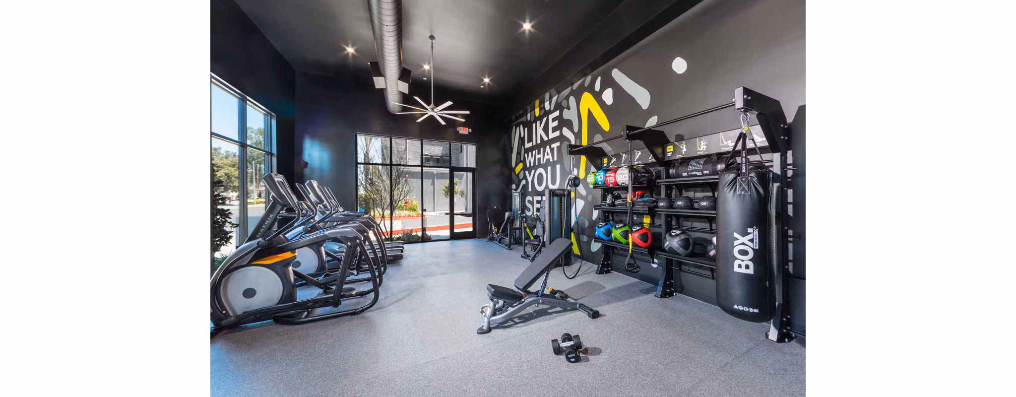 fitness center at Rowan Apartments