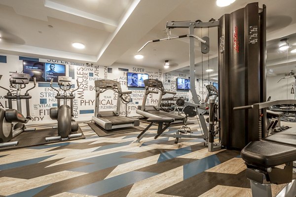 Fitness center with state-of-the-art equipment at 644 City Station Apartments