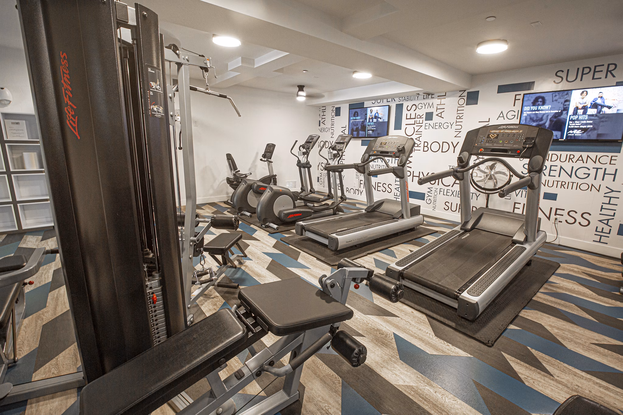State-of-the-art fitness center with modern equipment at 644 City Station Apartments