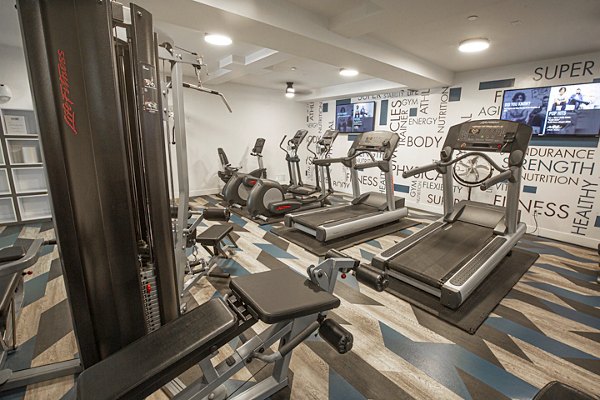 State-of-the-art fitness center with modern equipment at 644 City Station Apartments