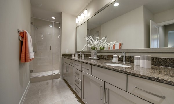 Bathroom featuring modern fixtures and spacious layout at 2900 West Dallas Apartments