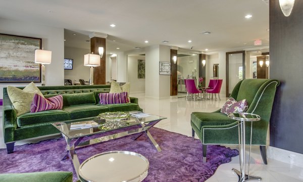 Modern clubhouse with stylish seating and social spaces at 2900 West Dallas Apartments