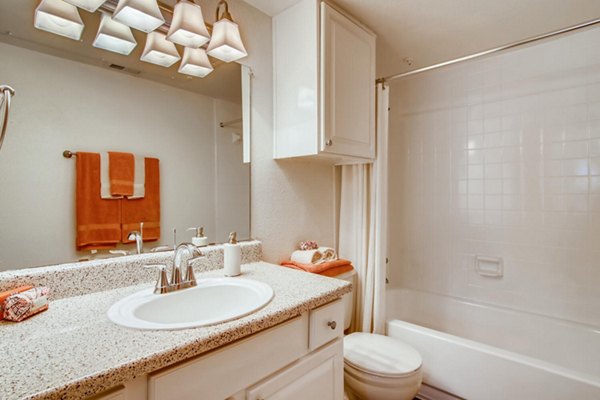 bathroom at The Bellfort Apartments