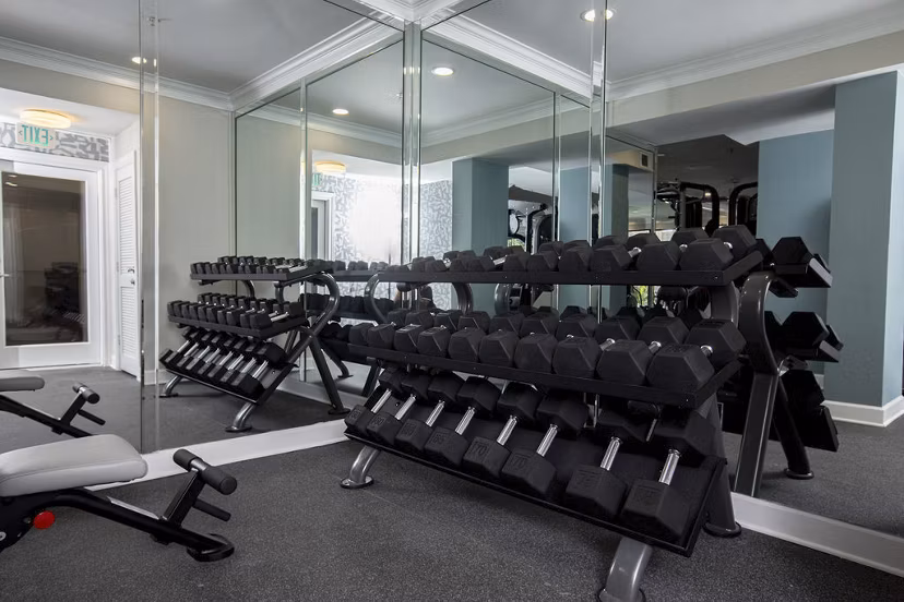 fitness center at Jackson Hill Apartments