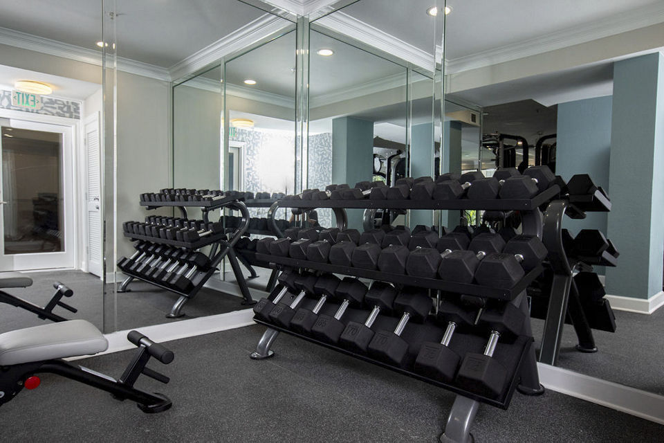 fitness center at Jackson Hill Apartments
