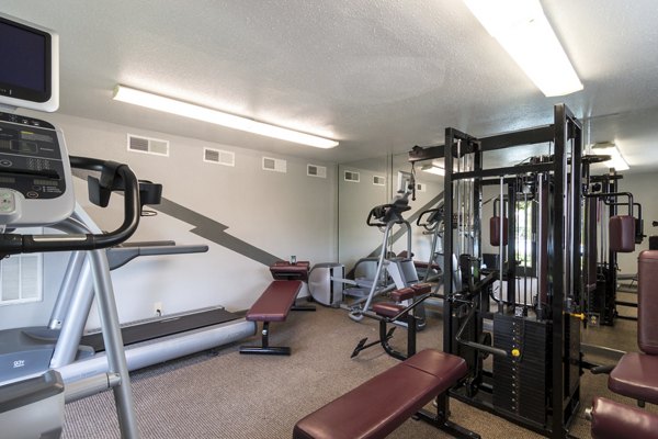 Sabo Village Apartments: Modern fitness center with state-of-the-art equipment and bright lighting