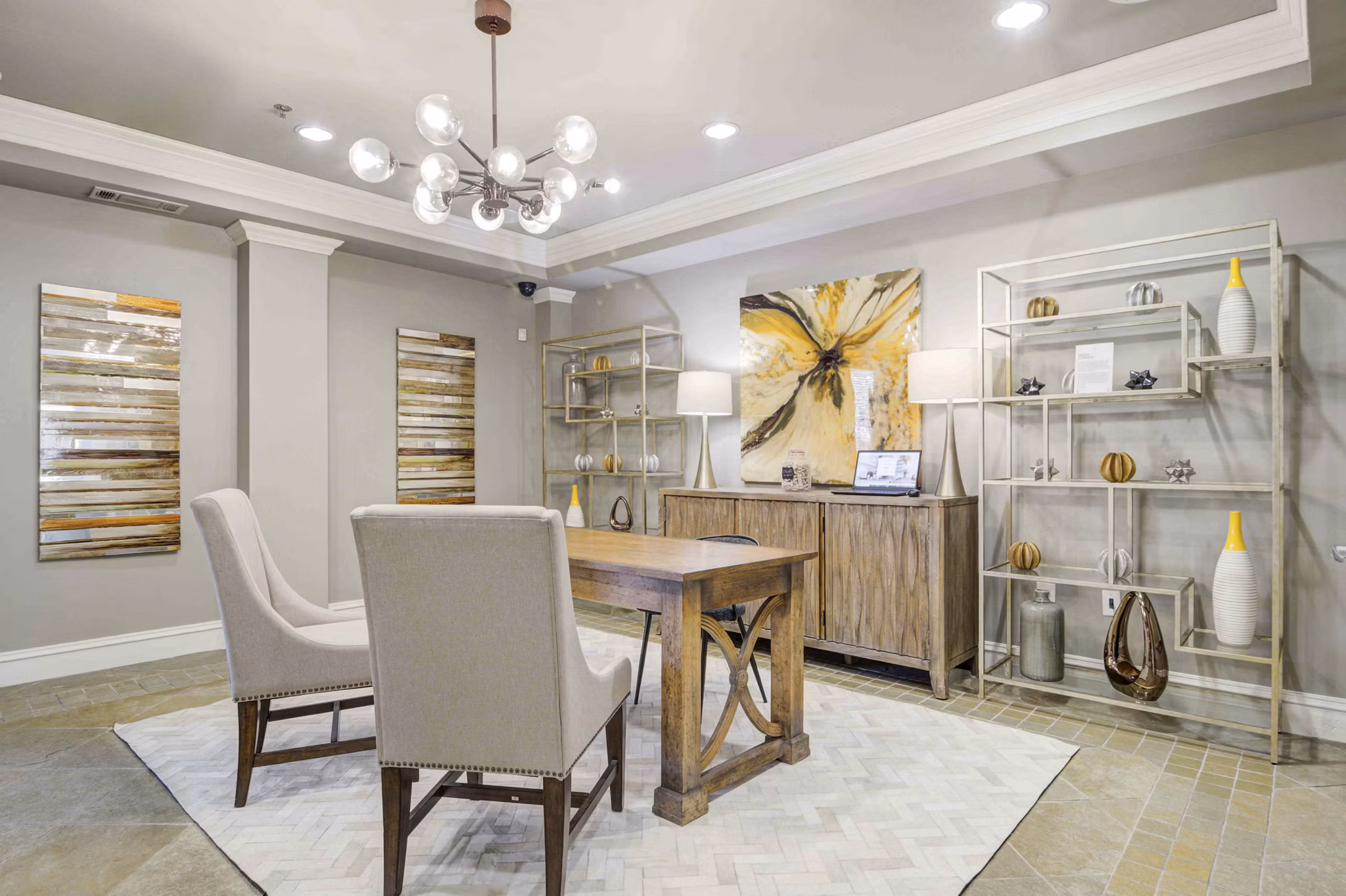 Contemporary clubhouse with stylish seating and decor at Kingsboro Luxury Apartments