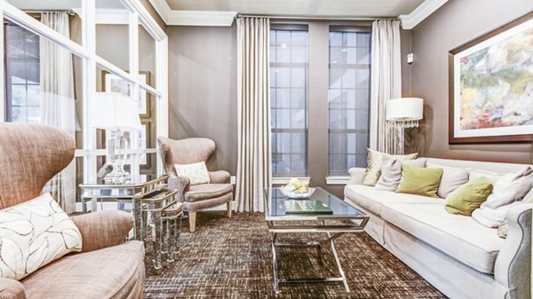 Clubhouse featuring modern design and seating at Phipps Place Apartments