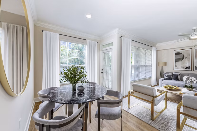 Dining room featuring elegant decor and modern furniture at Phipps Place Apartments