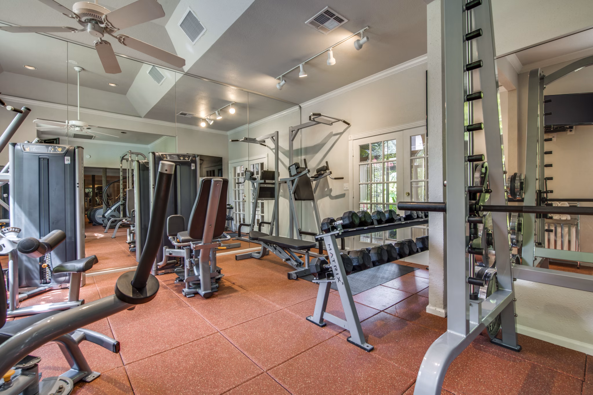 Fitness center with state-of-the-art equipment at The Creole on Yorktown Apartments
