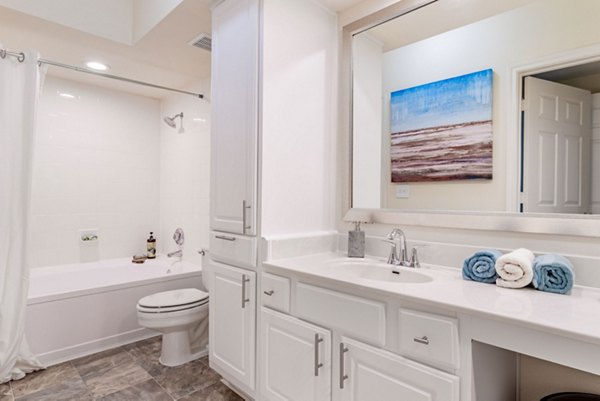 Modern bathroom with sleek fixtures in The Park at Armand Bayou Apartments