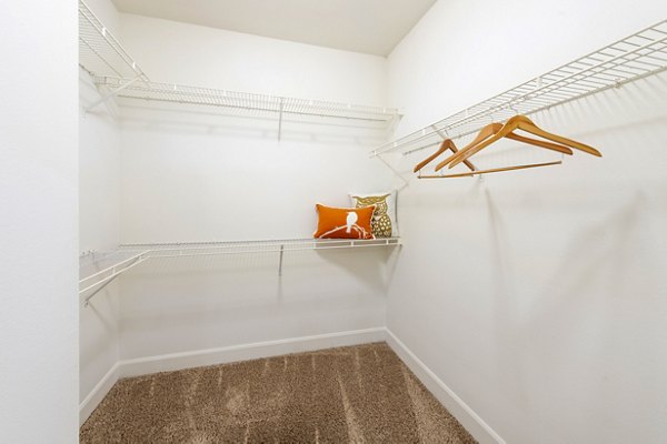 Spacious closet with built-in shelving in The Park on Memorial Apartments