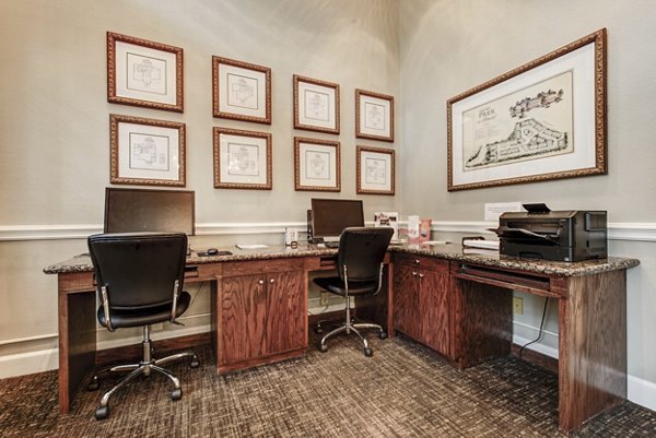 Business center with collaborative workspaces at The Park on Memorial Apartments
