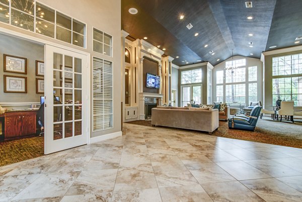Clubhouse featuring modern design and comfortable seating at The Park on Memorial Apartments