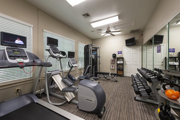 State-of-the-art fitness center with modern equipment at The Park on Memorial Apartments