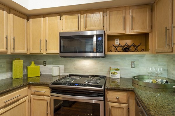 Spacious kitchen with modern appliances at The Park on Memorial Apartments