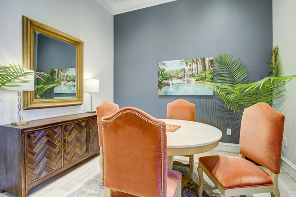 Modern clubhouse with cozy seating and fireplace at Park at River Oaks Apartments