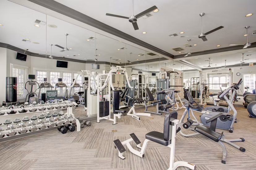 fitness center at Park at River Oaks Apartments 