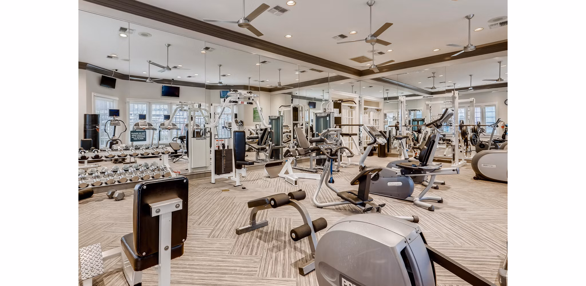fitness center at Park at River Oaks Apartments 