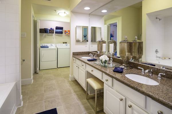 bathroom at The Post Oak at Woodway Apartments
