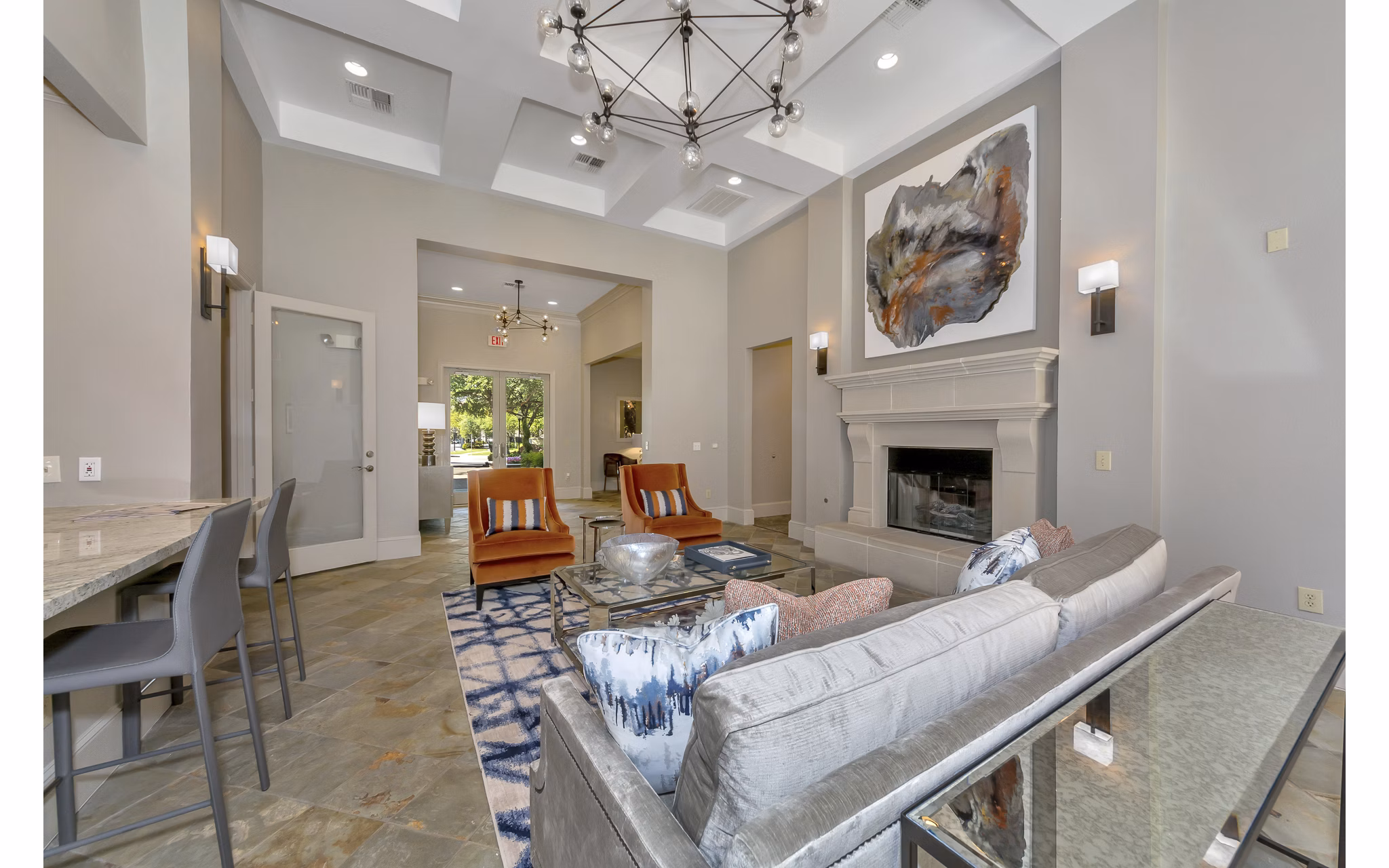 Elegant clubhouse with modern amenities at Renaissance at Preston Hollow Apartments