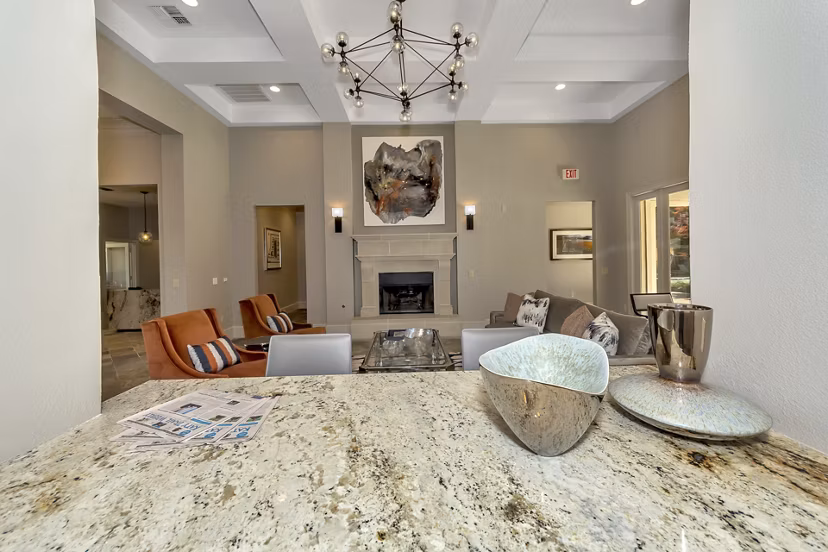 Modern clubhouse with sleek design at Renaissance at Preston Hollow Apartments