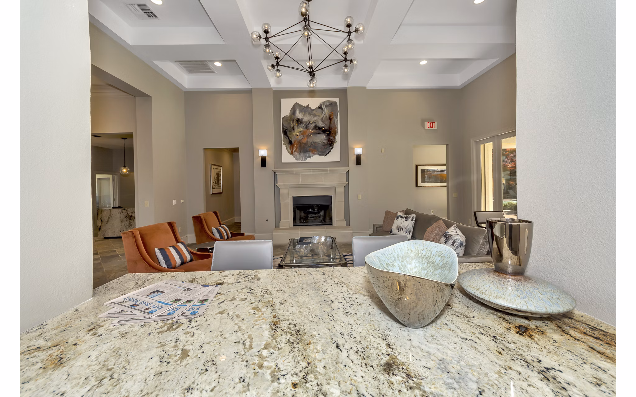 Modern clubhouse with sleek design at Renaissance at Preston Hollow Apartments